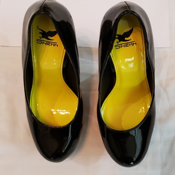 SHIELKH black patent finish heels US SZ 6 - Picture 2 of 5